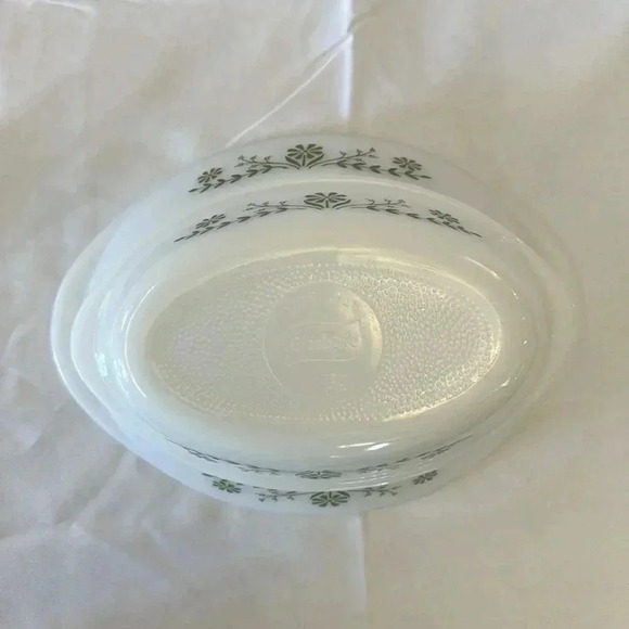 2 - Glasbake 1970s Casserole Dishes Green Daisy Milk Glass MCM Kitchen - Picture 9 of 11